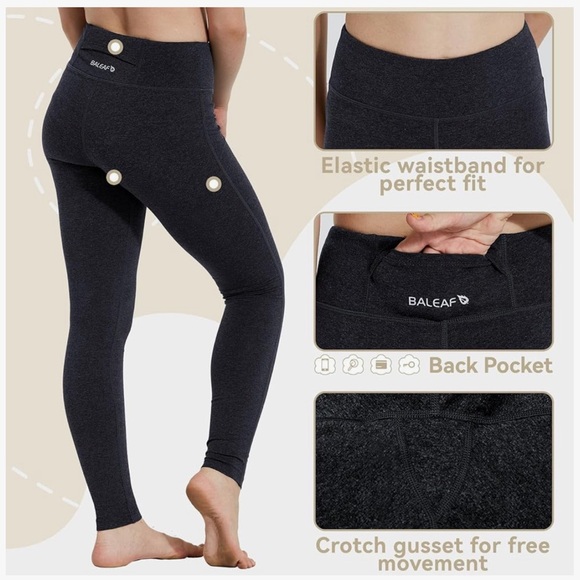 BALEAF Girls Leggings with Pockets Kids Athletic Pants Youth Yoga Dance, gray - Picture 9 of 11